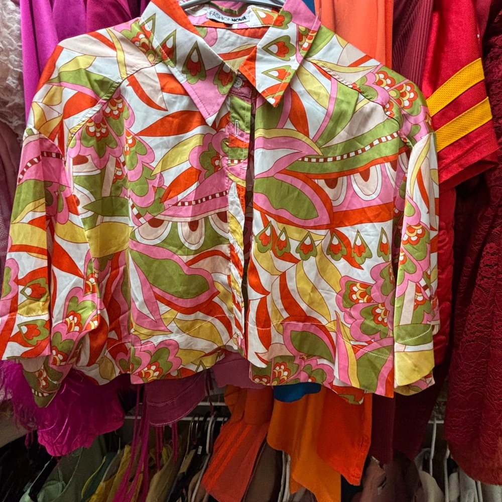 Colorful Abstract Print Blouse